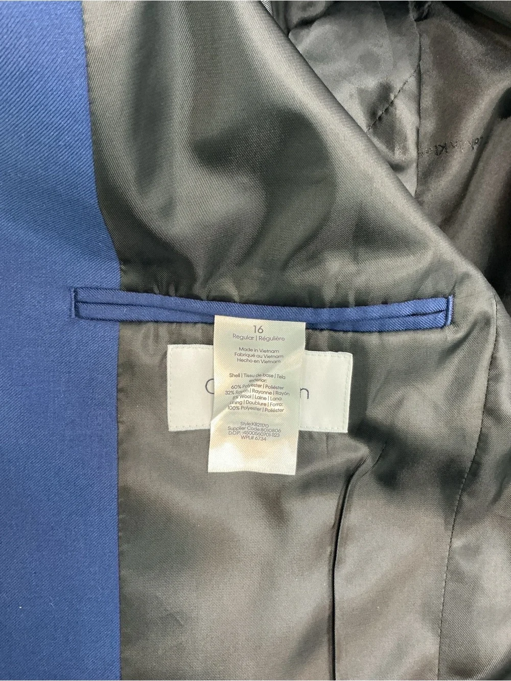 Calvin Klein Boys Navy Blue Two-Piece Suit with White Dress Shirt